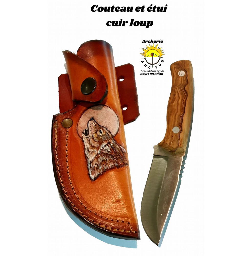 Couteau et etui cuir loup