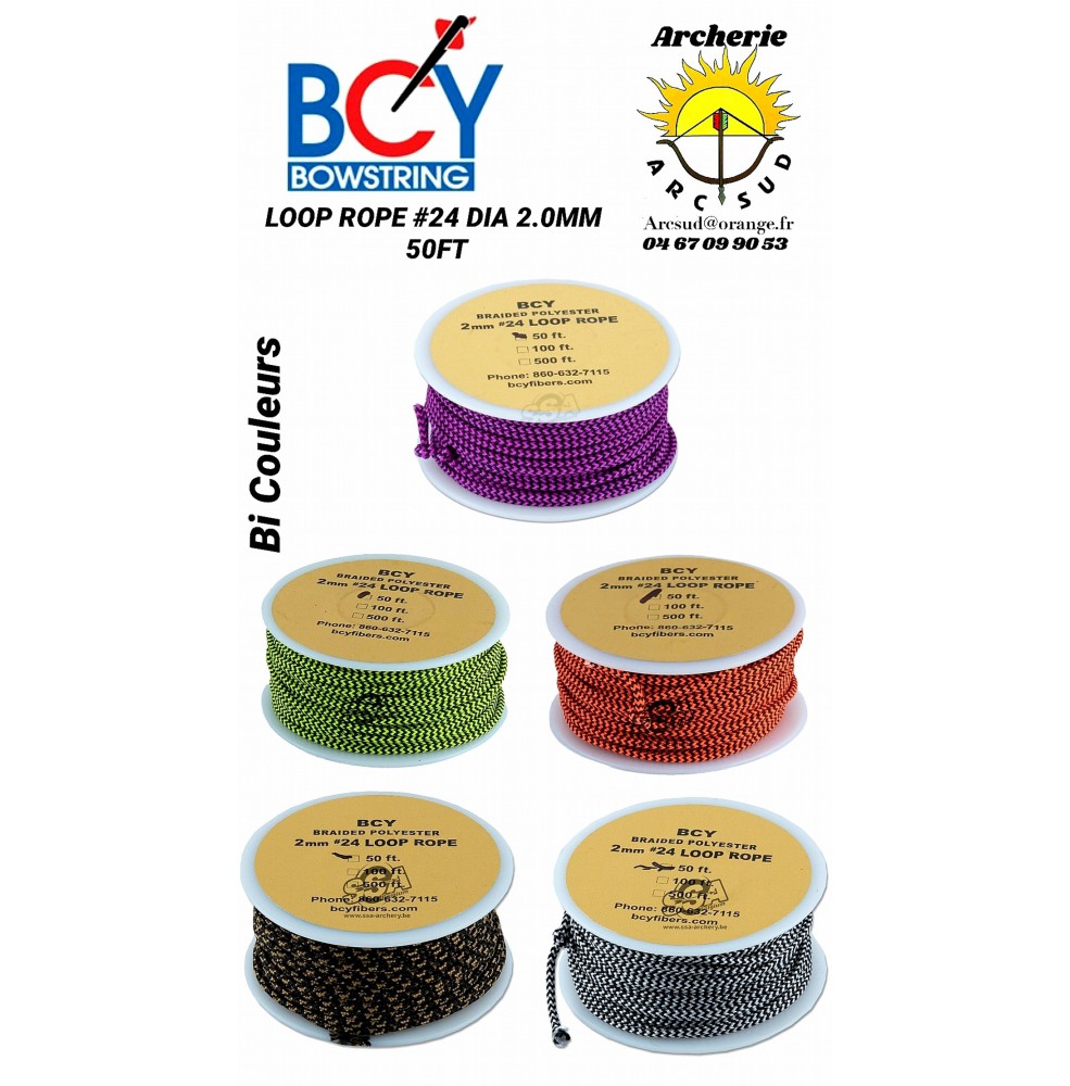 Bcy cordelette a dloop bi couleurs 50 ft