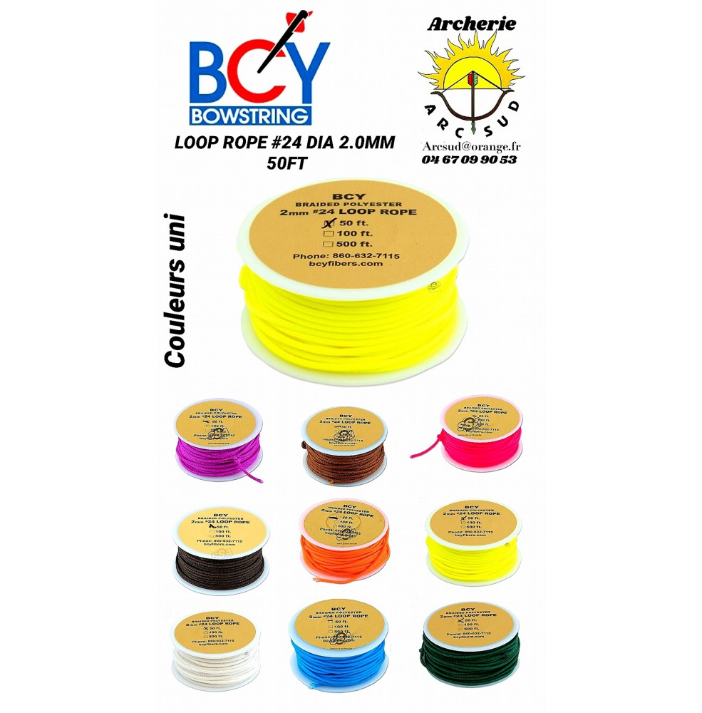 Bcy cordelette a dloop couleurs uni 50 ft