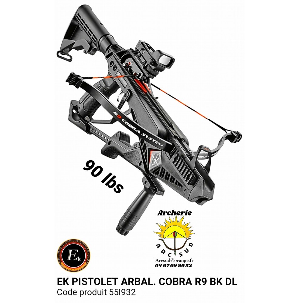 Ek archery pistolet arbalète cobra r9 noir 90 lbs 55l932