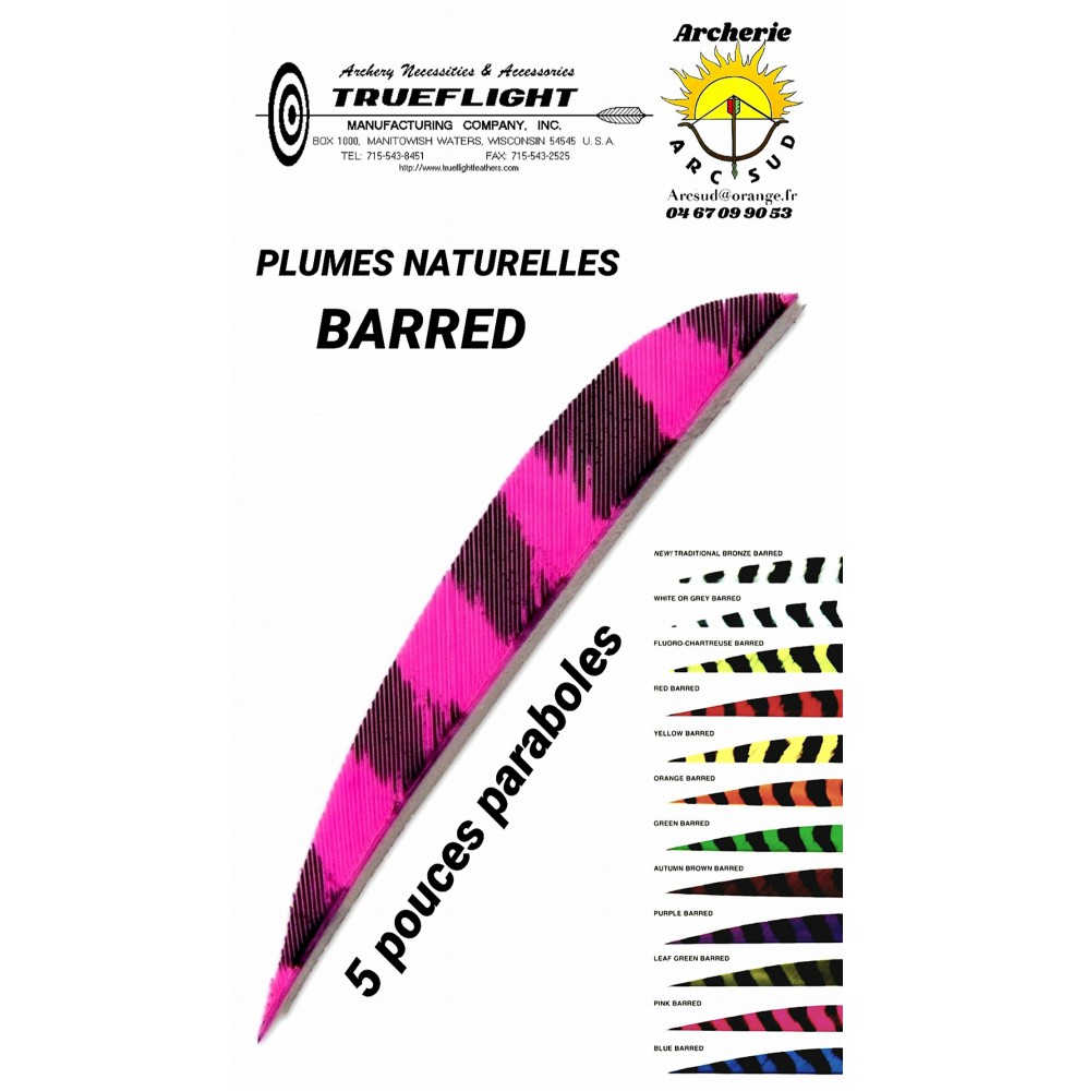 trueflight plumes naturelles parabole barred 5 pouces