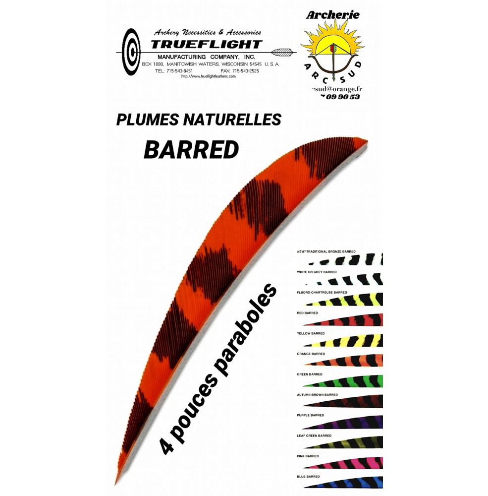 trueflight plumes naturelles parabole barred 4 pouces