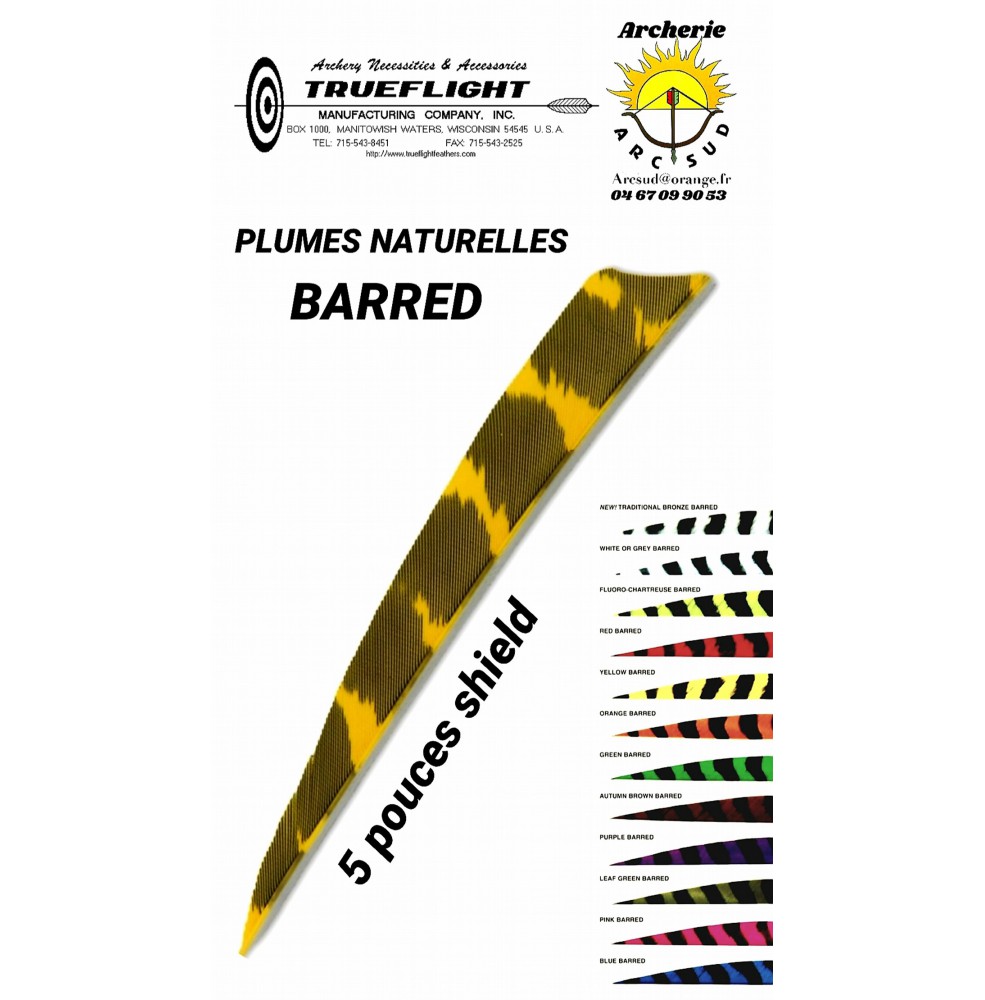 trueflight plumes naturelles shield barred  5 pouces