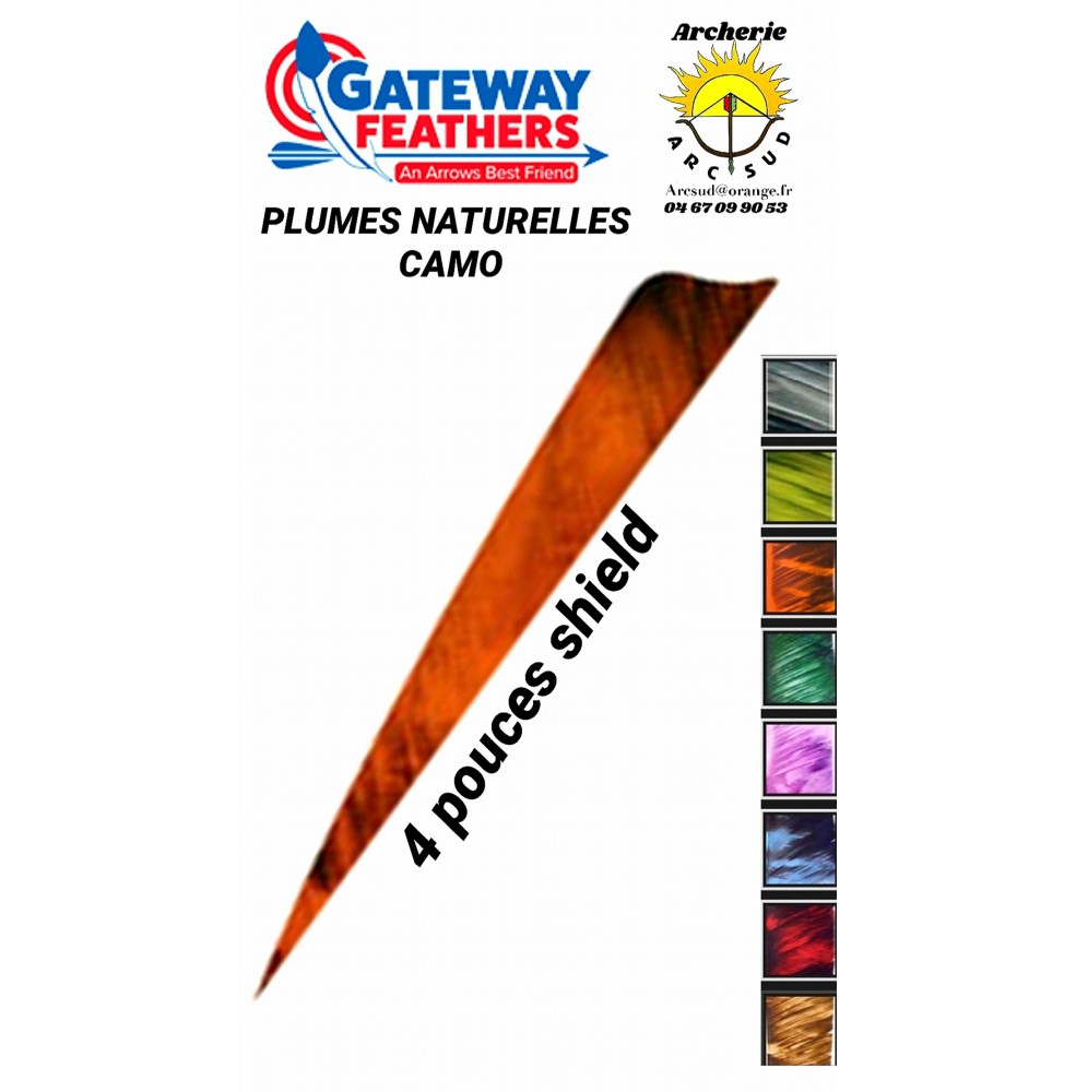 gateway plumes naturelles shield camo 4 pouces 