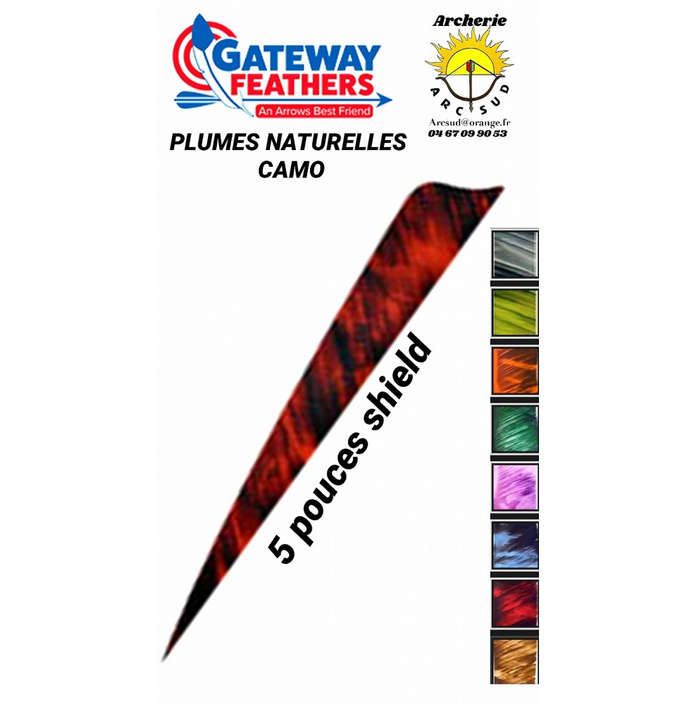 gateway plumes naturelles shield camo 5 pouces 