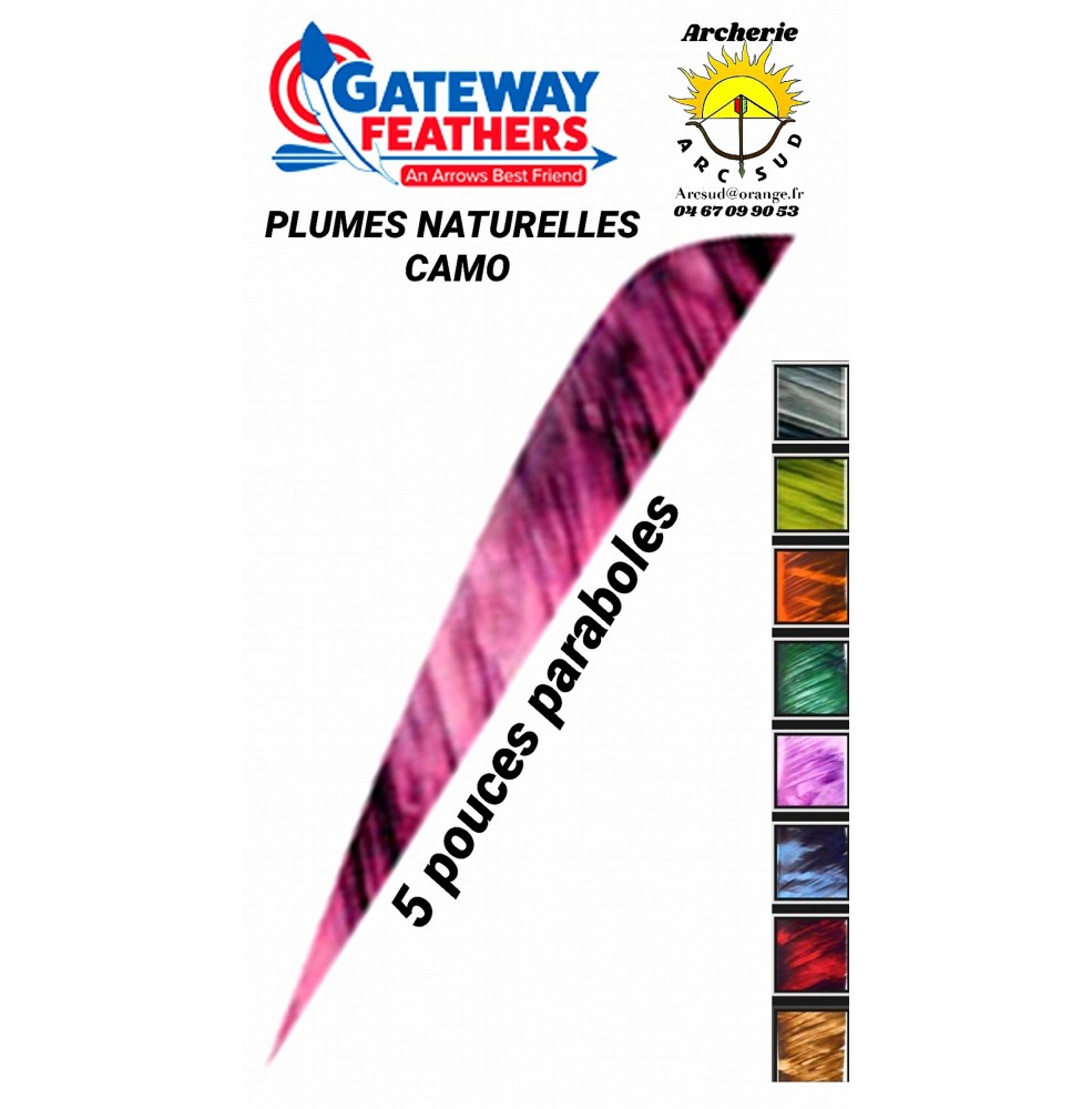 gateway plumes naturelles paraboles camo 5 pouces 