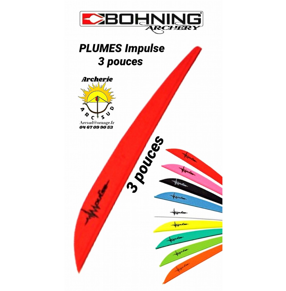 Bohning plumes plastique impulse 3 pouces