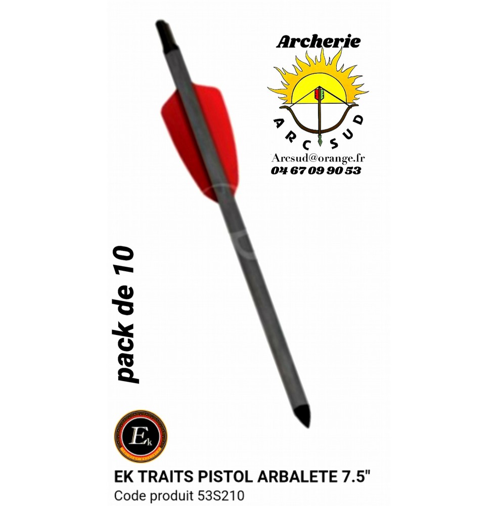 Ek archery traits 7.5" pistolet arbalète cobra r9 ref 53s210 (pack de 10)