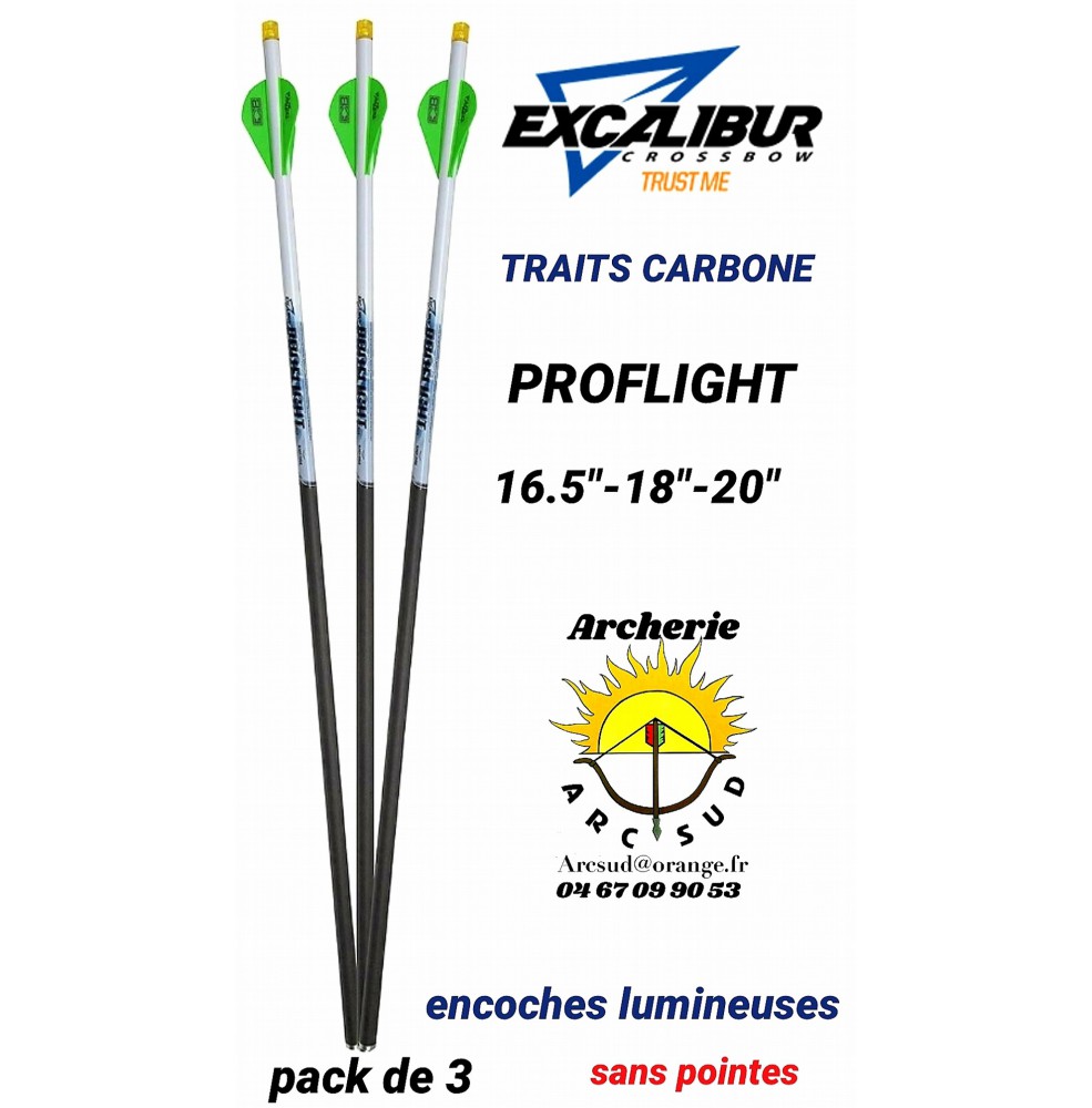 Excalibur traits arbalète carbone proflight encoche lumineuse (pack de 3)
