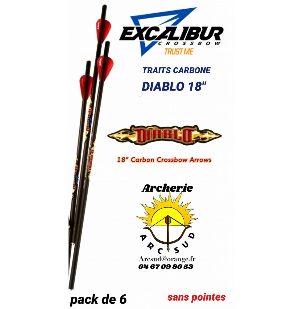 Excalibur traits arbalète carbone diablo 18 (pack de 6)