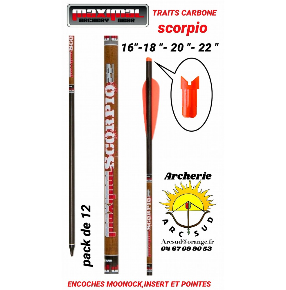 Maximal trait arbalète carbone scorpio encoche v (pack de 12)