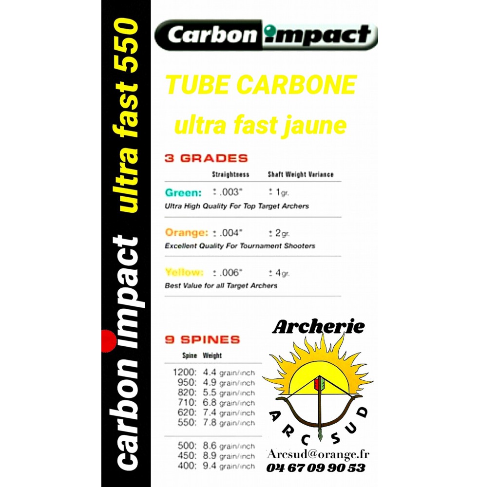 Carbon impact ultra fast jaune ( avec pointes et encohes ) 