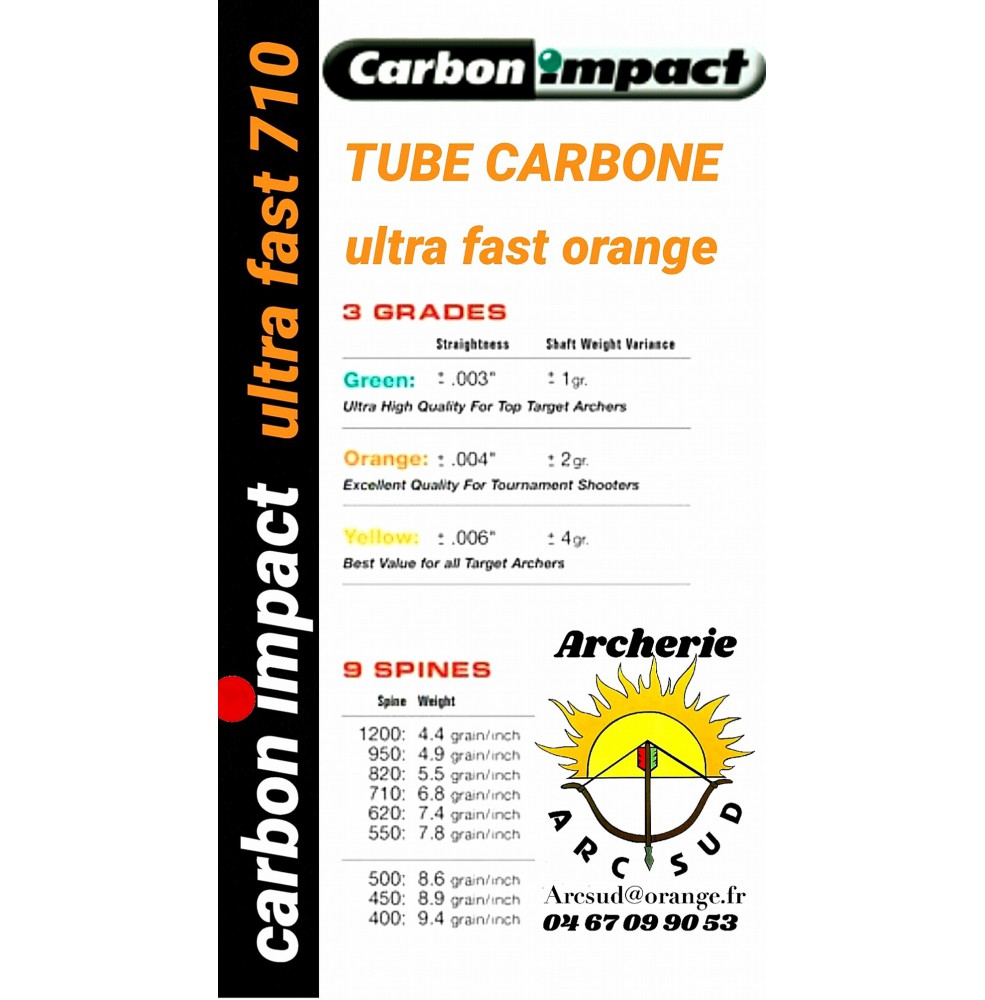 Carbon impact ultra fast orange ( avec pointes et encohes ) 