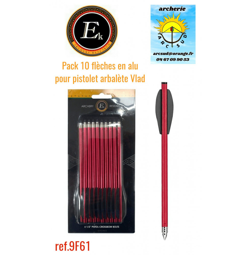 Ek archery 10 flèches en alu pour pistolet arbalète Vlad ref 9f61