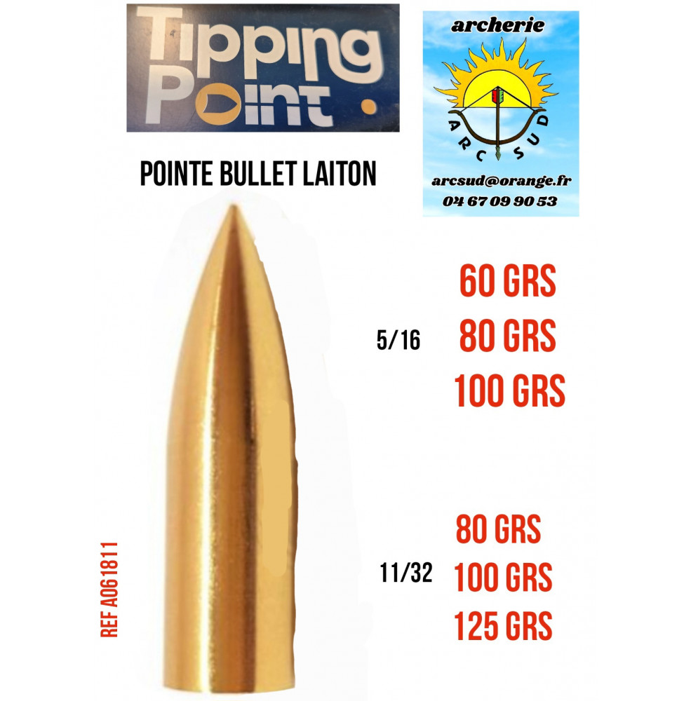 Tipping point pointe bullet laiton (par 12)