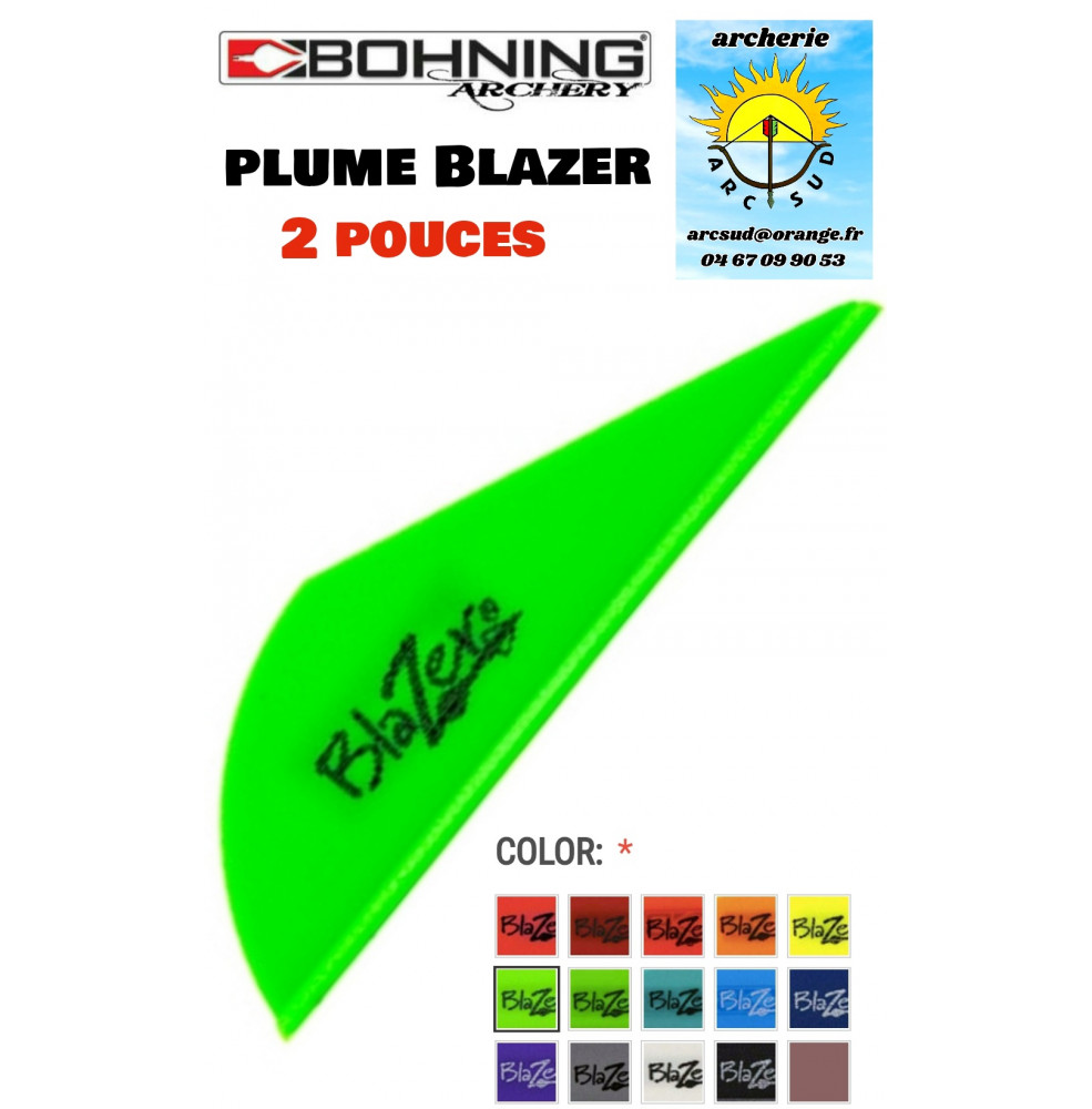 Bohning plumes plastique blazer uni 2 pouces ref  A030913