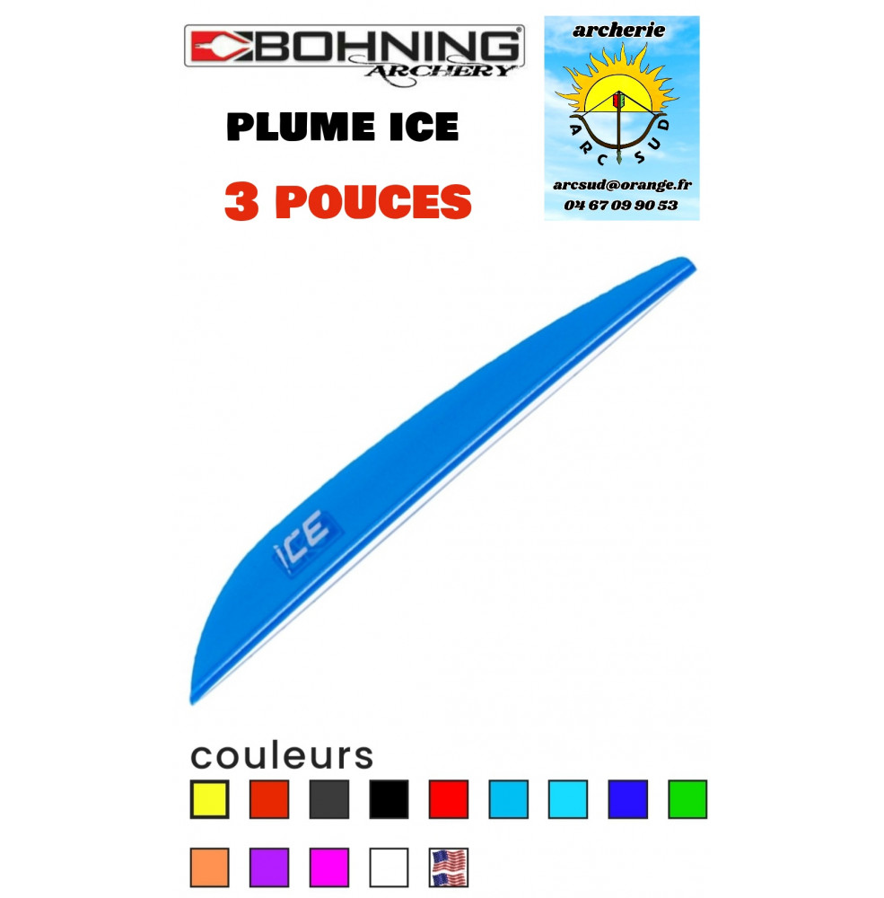 Bohning plumes plastique ice (par 36) 3 pouces ref A030938