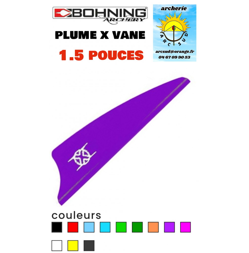 Bohning plumes plastique x vanes 1.5 pouces ref A046811