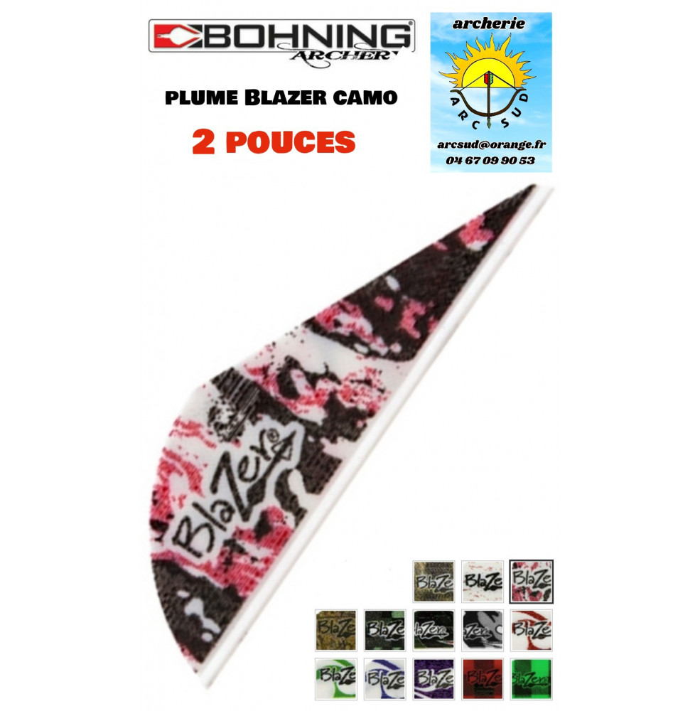 Bohning plumes plastique blazer camo 2 pouces (par 100) ref A030913