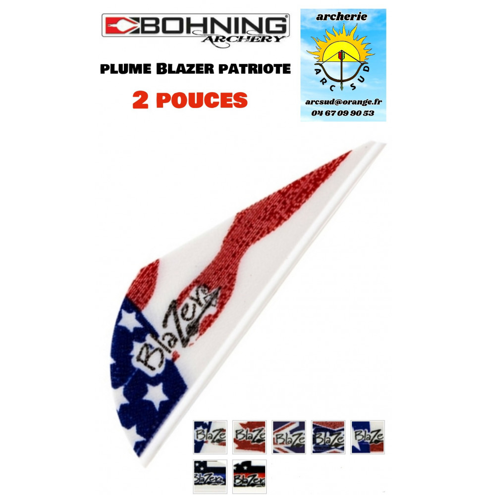 Bohning plumes plastique blazer patriote 2 pouces (par 100) ref  A030913