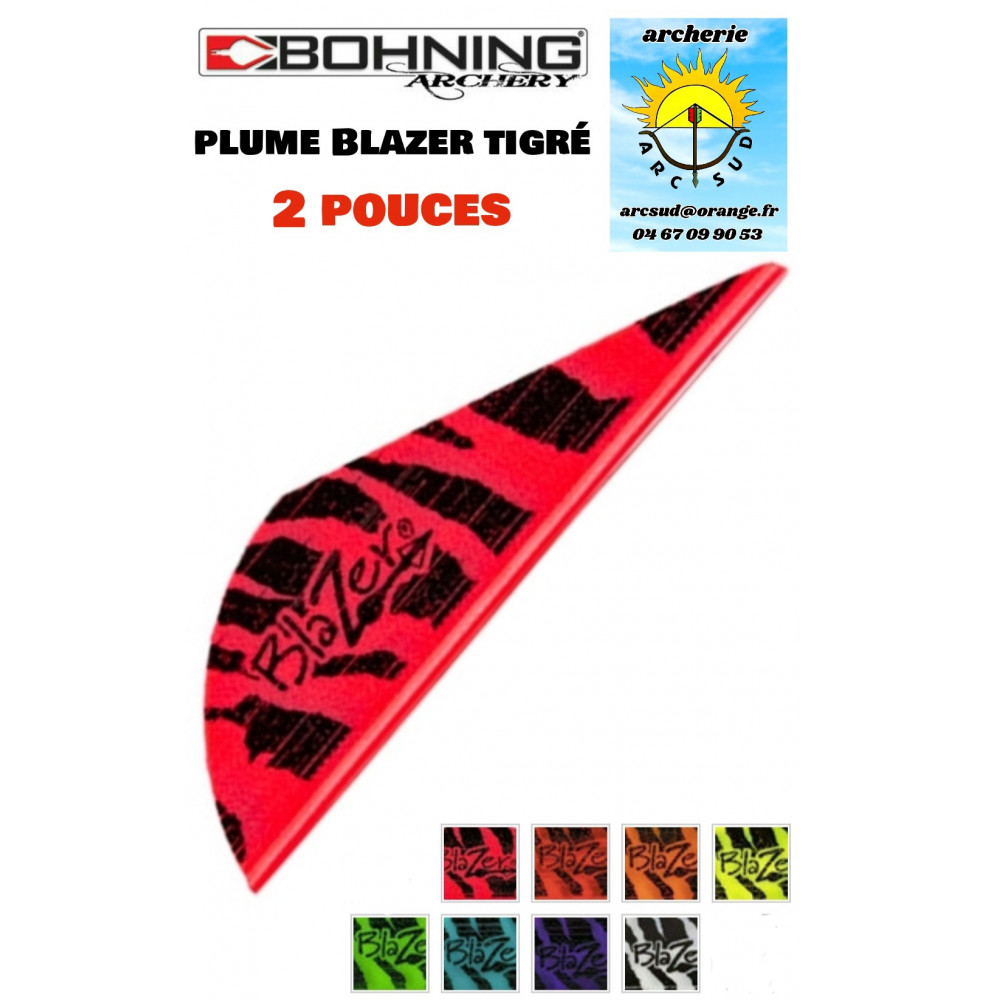 Bohning plumes plastique blazer tigrée 2 pouces ref A030913