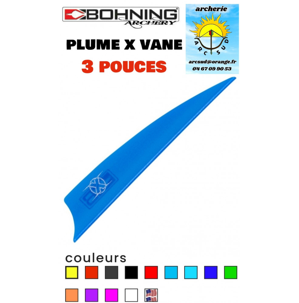 Bohning plumes plastique x vanes 3 pouces (par 100) ref A046812