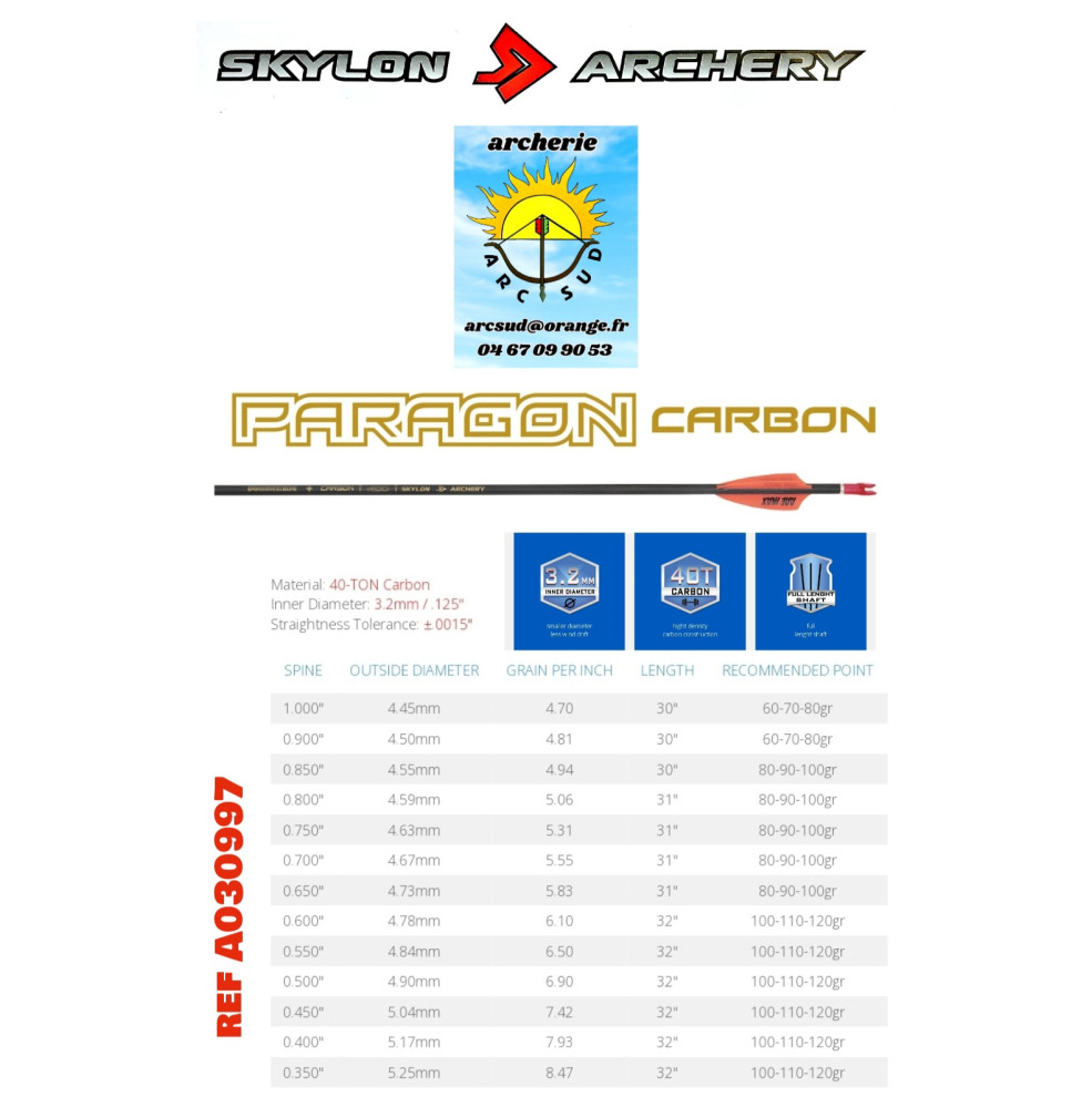 skylon tubes carbon paragon (par 12) ref A030997