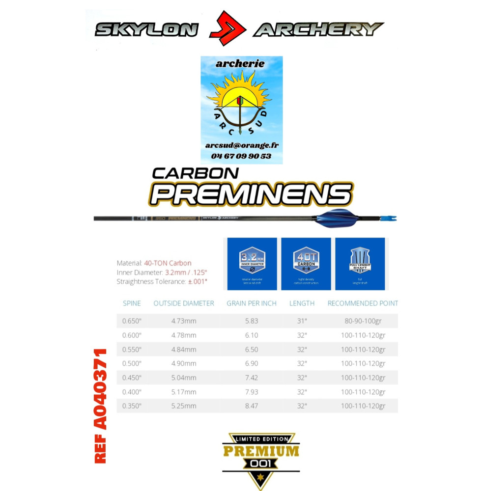 skylon tubes carbon preminens (par 12) ref A040371