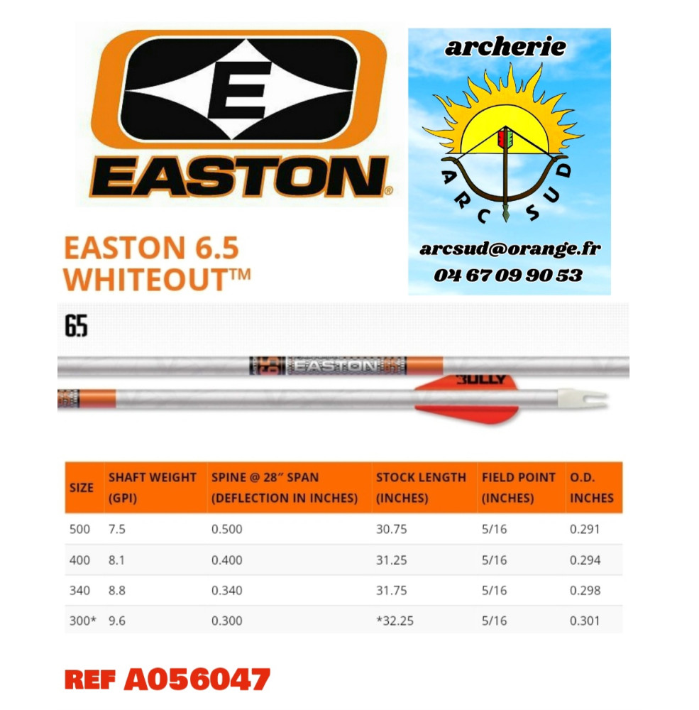easton tubes 6.5mm whiteout (par 12) ref a056047