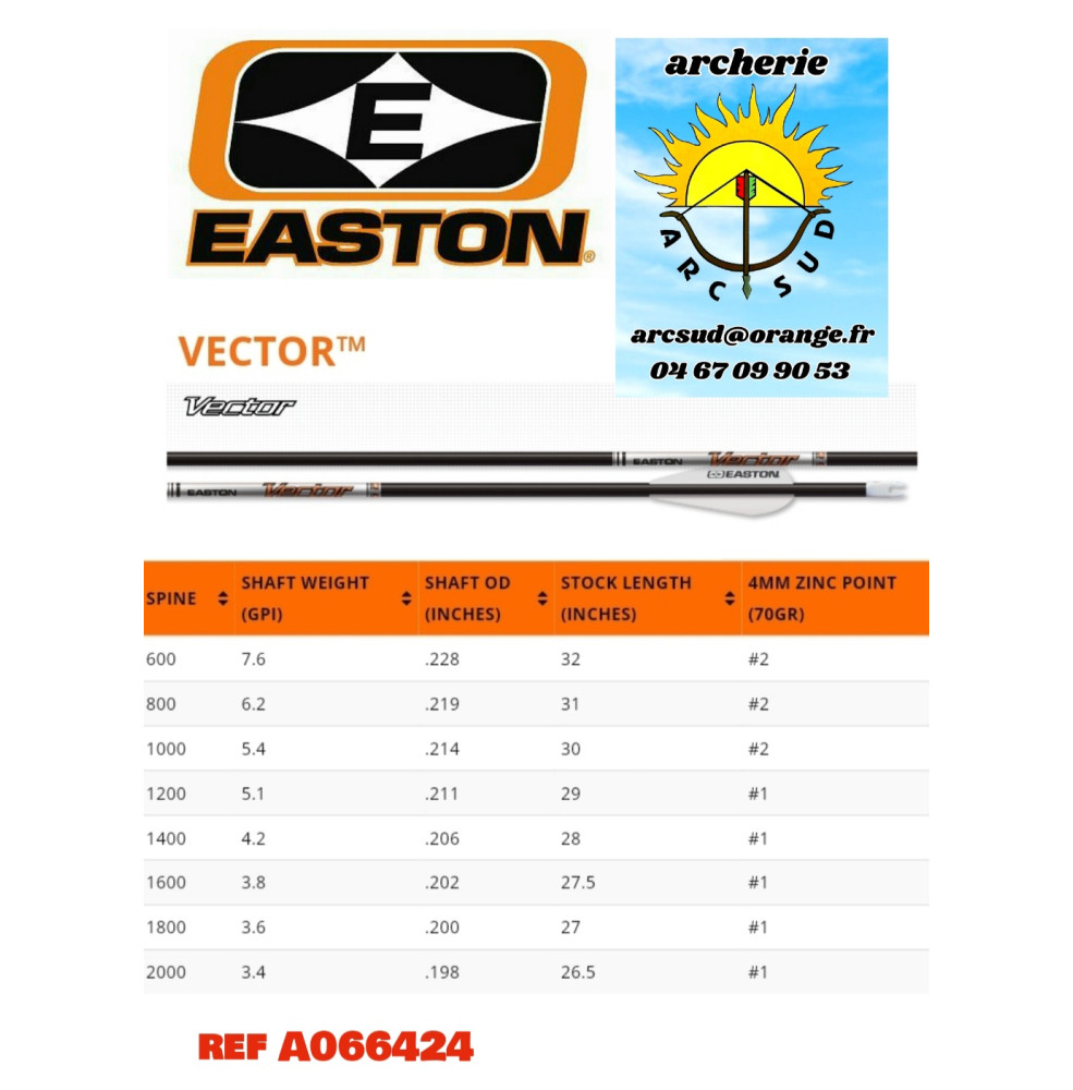 easton tubes vector 4mm (par 12) ref a066424