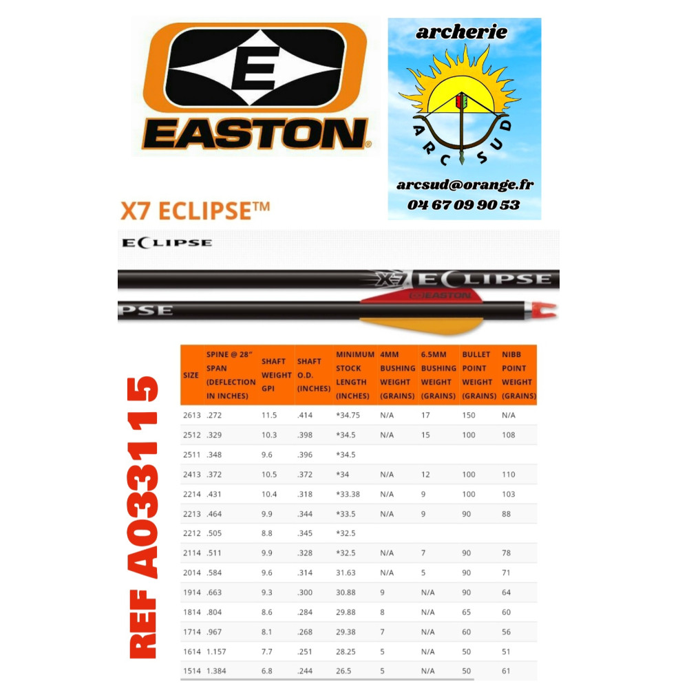 easton tubes alu x7 eclipe  ref A033115