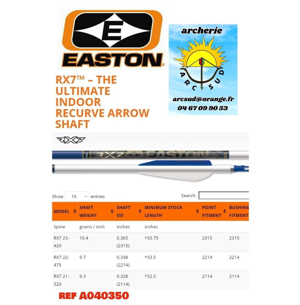 easton tubes alu rx7 (par12) ref A040350
