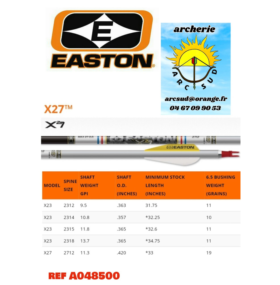 easton tubes alu x27 (par12) ref A048500