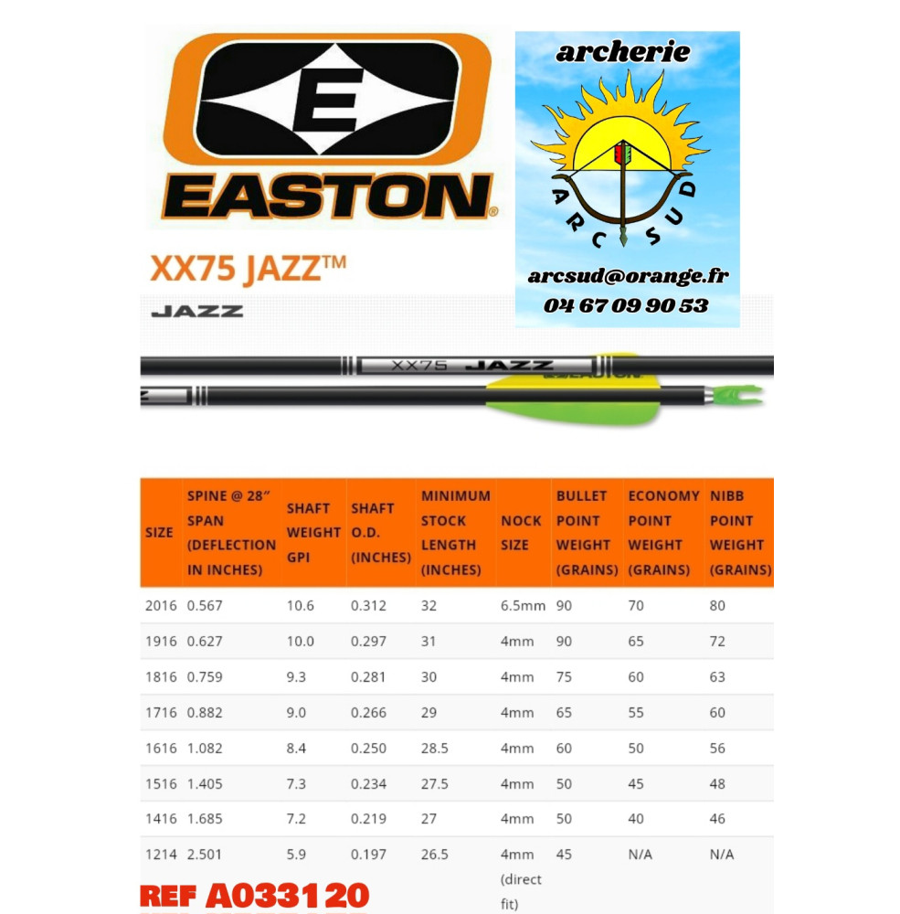 easton tubes alu xx75 jazz  ref a033120